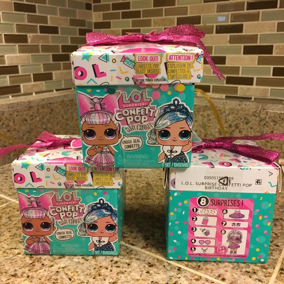 Set of 3 LOL Surprise Confetti Pop Birthday Collectible Doll 8 Surprises - Picture 3 of 4